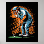 Funny Tiger Playing Golf Funny Animal Golfer Tiger ポスター (正面)