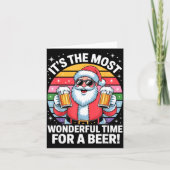 Funny Time For A Beer Santa Christmas  カード (正面)