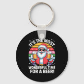 Funny Time For A Beer Santa Christmas  キーホルダー (正面)