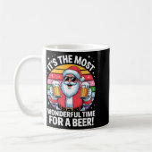 Funny Time For A Beer Santa Christmas コーヒーマグカップ (左)