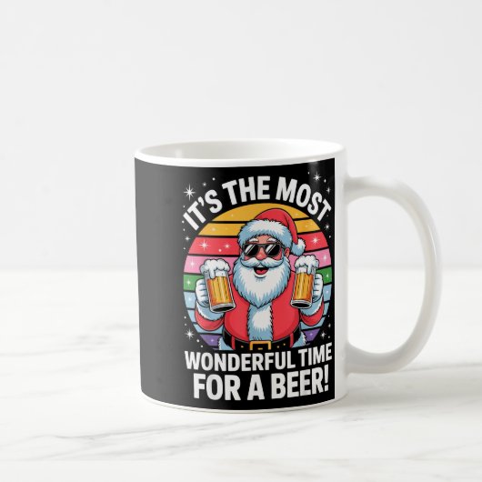Funny Time For A Beer Santa Christmas コーヒーマグカップ (右)