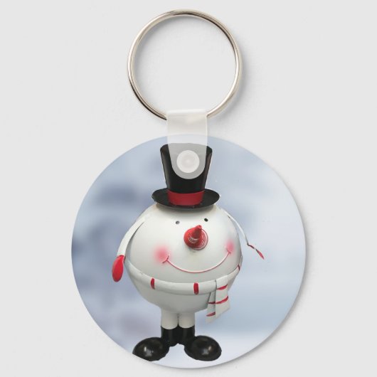 Funny Tin Snowman Christmas Keychain キーホルダー (正面)