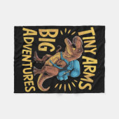 Funny Tiny Arms Big Adventures Hiking T-rex  フリースブランケット (正面(横))