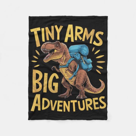 Funny Tiny Arms Big Adventures Hiking T-rex  フリースブランケット (正面)