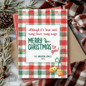 Funny Tiny Tots Watercolor Plaid Merry Christmas シーズンカード