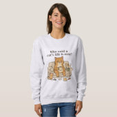 Funny Tired Cat Coffee Illustration Sweatshirt スウェットシャツ (正面フル)