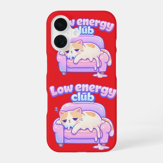 Funny Tired Cute Cat Melting on Chair Phone Case iPhone 16ケース (裏面)