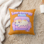 Funny Tired Cute Cat Melting on Chair Throw Pillow クッション (ブランケット)