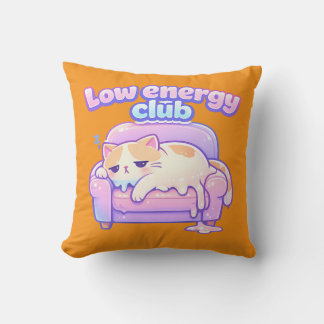 Funny Tired Cute Cat Melting on Chair Throw Pillow クッション
