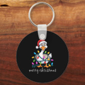 Funny Tired Goose Christmas Lights Silly Holiday F キーホルダー (正面)