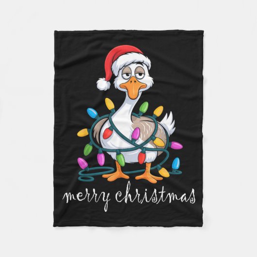 Funny Tired Goose Christmas Lights Silly Holiday F フリースブランケット (正面)