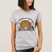 Funny Tired Orange Cat Breakfast Illustration Tシャツ (正面)