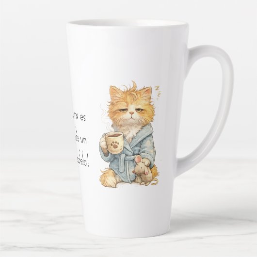 Funny Tired Orange Cat Coffee Mug Custom Name Quot カフェラテマグ (右)