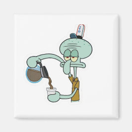 Funny Tired Squidward Pouring Coffee Mug - Morning マグネット