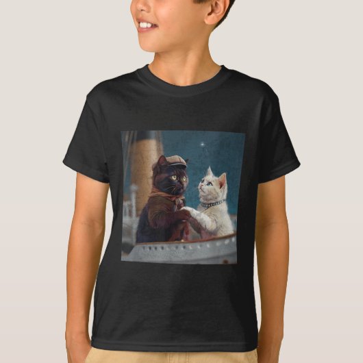Funny Titanic Movie Cat Meme Rms Cruise Ship Men W Tシャツ (正面)
