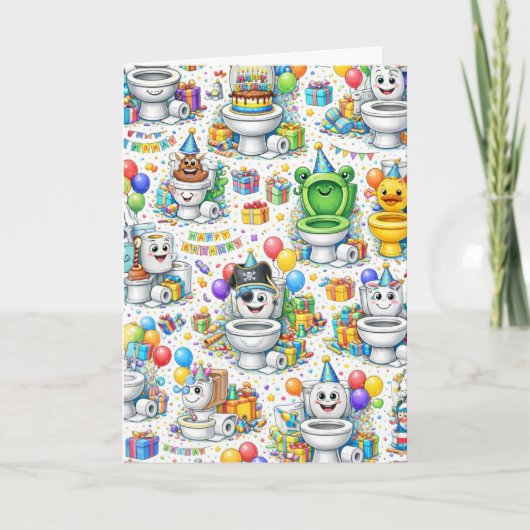 Funny Toilet Birthday Party カード (正面)
