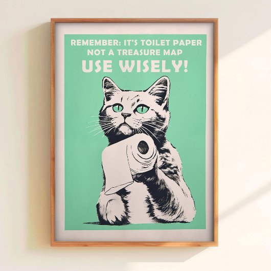 Funny Toilet Cat Poster Retro Guest Bathroom Poste ポスター