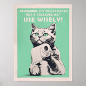 Funny Toilet Cat Poster Retro Guest Bathroom Poste ポスター (正面)