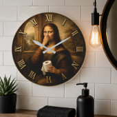 Funny Toilet Paper Mona Lisa Bathroom Humor ラージ壁時計