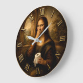 Funny Toilet Paper Mona Lisa Bathroom Humor ラージ壁時計 (傾斜)