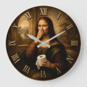 Funny Toilet Paper Mona Lisa Bathroom Humor ラージ壁時計 (正面)