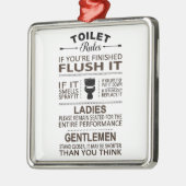 Funny Toilet Rules Bathroom Humor メタルオーナメント (左)