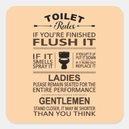 Funny Toilet Rules Bathroom Restroom Humor スクエアシール