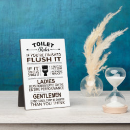 Funny Toilet Rules Bathroom Restroom Humor フォトプラーク