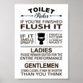 Funny Toilet Rules Bathroom Restroom Humor ポスター (正面)