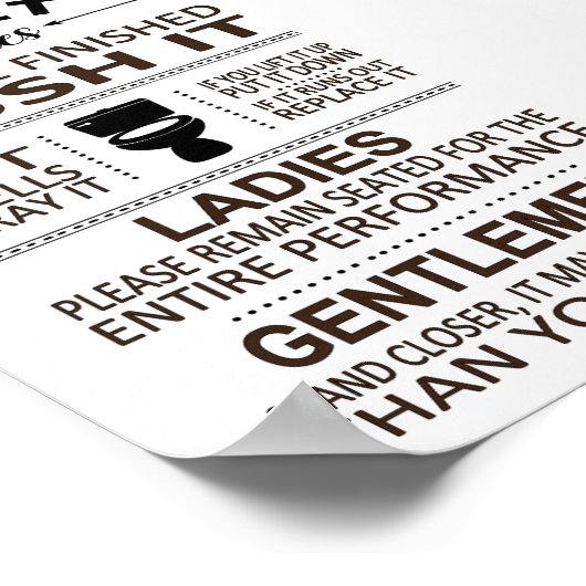 Funny Toilet Rules Bathroom Restroom Humor ポスター (角)