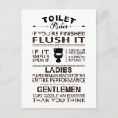 Funny Toilet Rules Bathroom Restroom Humor ポストカード (正面)