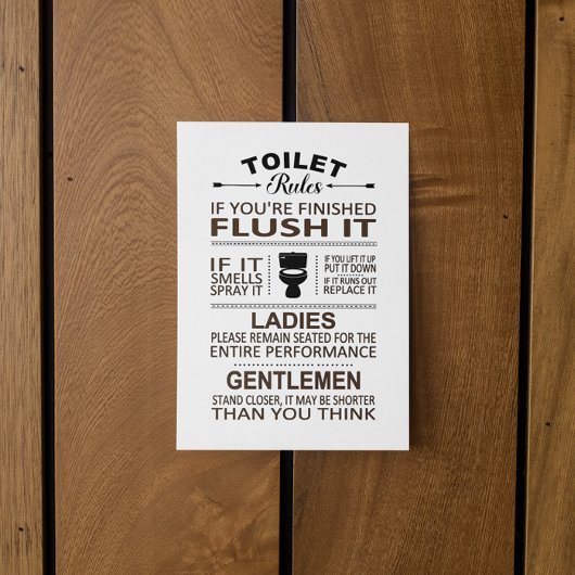 Funny Toilet Rules Bathroom Restroom Humor ポストカード