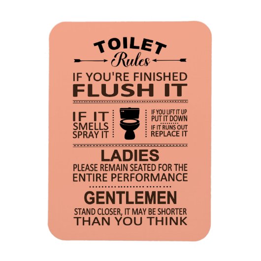 Funny Toilet Rules Bathroom Restroom Humor マグネット (縦)