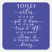 Funny Toilet Rules – Elegant White Text on Black スクエアシール (正面)