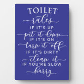 Funny Toilet Rules – Elegant White Text on Black フォトプラーク (正面)