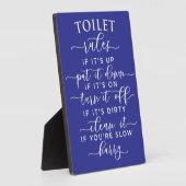 Funny Toilet Rules – Elegant White Text on Black フォトプラーク (側面)