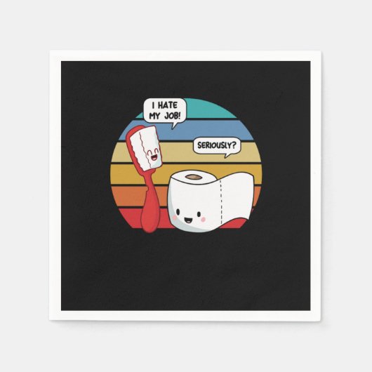 Funny Toiletries Toothbrush And Tissue Puns Gift I スタンダードカクテルナプキン (正面)