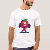 Funny Tomato Weightlifter – Cute Gym Cartoon Tシャツ (正面)