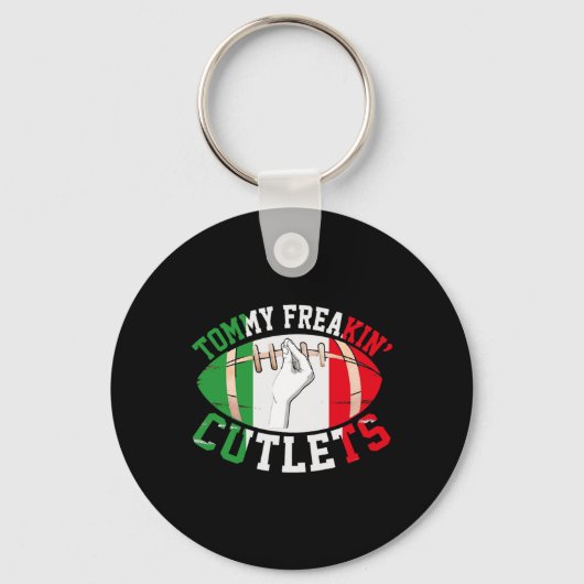 Funny Tommy Freakin' Cutlets New Jersey Italy Flag キーホルダー (正面)