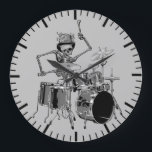 Funny Top Hat Skeleton Drummer Music Theme  ラージ壁時計<br><div class="desc">Funny Top Hat Skeleton Drummer Music Theme Large Clock</div>