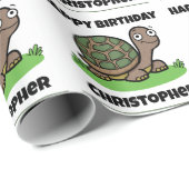 Funny Tortoise Birthday Custom Name ラッピングペーパー (ロールコーナー)