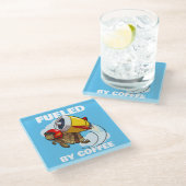 Funny Tortoise Fueled By Coffee Jet Pack Cartoon ガラスコースター (アングル)