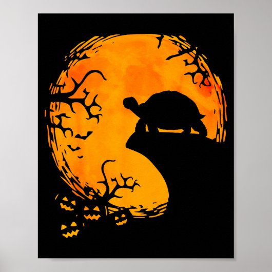 Funny Tortoise Halloween Silhouette Soky Tortoise  ポスター (正面)