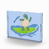 Funny tortoise wave surfing cartoon フォトブロック (右)
