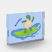 Funny tortoise wave surfing cartoon フォトブロック (左)
