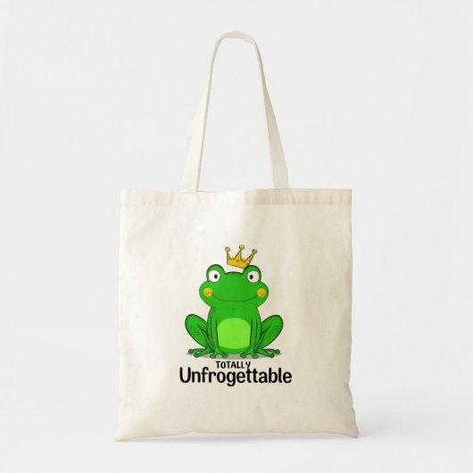 Funny "Totally Unfrogettable" Frog Pun トートバッグ (正面)