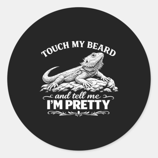 Funny touch my beard cool bearded dragon lizard lo ラウンドシール (正面)