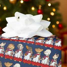 Funny Toy Dog Choir Carol Singers Yorkie Cartoon ラッピングペーパー