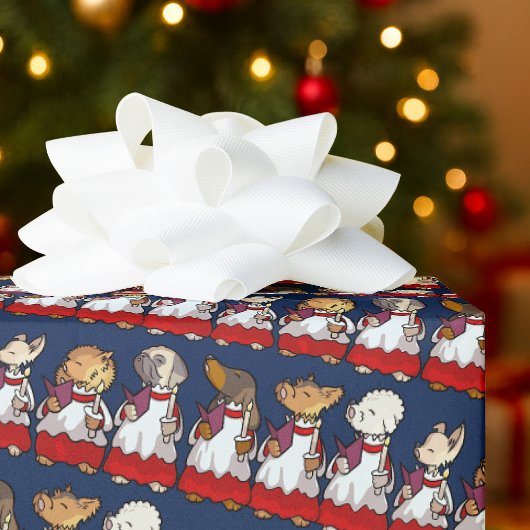 Funny Toy Dog Choir Carol Singers Yorkie Cartoon ラッピングペーパー