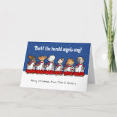 Funny Toy Dog Christmas Choir Dachshund Cartoon シーズンカード (正面)